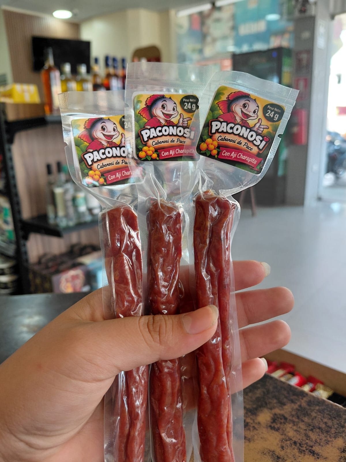 Paconosi en sus empaques individuales con ají charapita